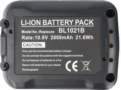 Productafbeelding van Accu geschikt voor Makita BL1021B, lithium-ion, 12V max. (10,8V), 2000mAh, 21,6Wh, zwart