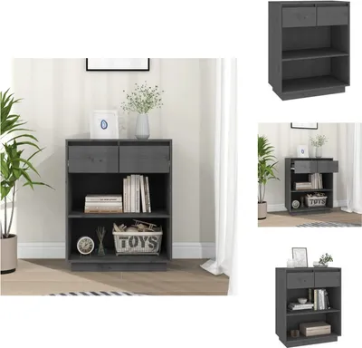 Produktbild von vidaXL Beistellschrank Grau 60x34x75 cm Massivholz Kiefer -  Sideboards