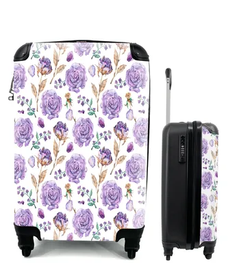 Produktbild von MuchoWow® Koffer Handgepäck Trolley Rollkoffer Kleine Reisekoffer mit 4 Rollen - Blumen - Rosen - Muster - Cabin Size < 55x40x23 cm & 55x40x20 cm - Fotokoffer - Kabinenkoffer - Boardgepäck - Reise-Box - Reisekoffer - Reisegepäck - Koffer mit Bild - Trolley für Kinder