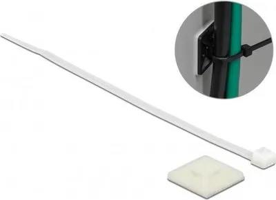Productafbeelding van Bevestigingsvoet 25 x 25 mm met kabelbinder, lengte 150 mm, breedte 3,6 mm (wit, 10 paar)