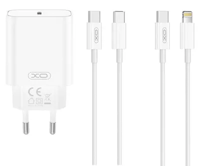 Produktbild von XO CE32 Schnellladegerät 20?W PD, 1× USB-C, inkl. USB-C-Kabel, Weiß