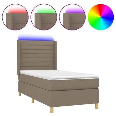Obrázok produktu pre vidaXL Boxspring posteľ s matracom a LED Taupe 80x200 cm Látka