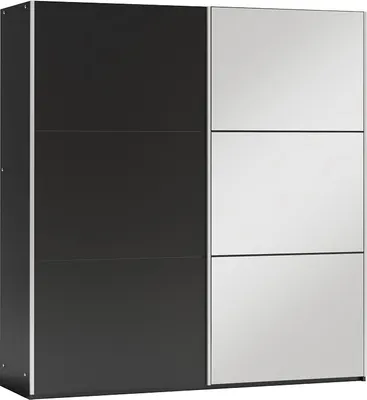 Produktbild von BETTSO Zweitüriger schwarzer GOVI 120 Kleiderschrank mit Spiegel für das Schlafzimmer