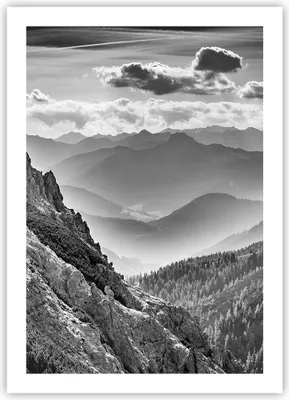 Produktbild von Poster - Poster ohne Rahmen - Schwarzweiß Landschaft Berge - 50x70 cm - Wand Bild - Wanddeko - Wandbilder - Kunstposter - Wandposter - Bilder - Kunstdruck - Wanddekoration - Wandbild - P2XPA50x70-4560