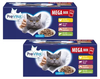 Obrázok produktu pre PREVITAL sáčky mix príchutí pre mačky 2x BOX 40x100g