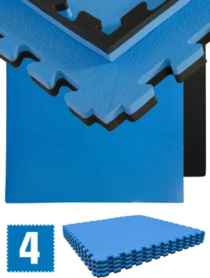 Immagine prodotto di 4 tappetini protettivi per pavimenti da 25 mm, 90x90 cm, blu e nero