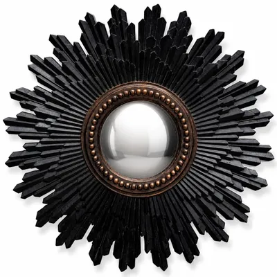 Konvexspiegel Sonne Schwarz 34 cm, Kunstharzrahmen
