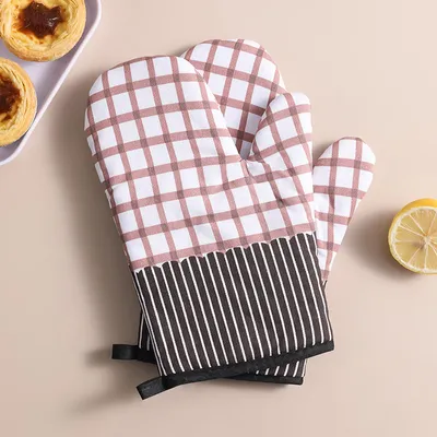 Imagen del producto de INF Juego de manoplas de horno de 2, guantes de cocina para microondas y vapor Beige