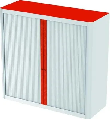 Produktbild von Rollladenschrank easyoffice BxTxH 86x37,5x104cm weiß/orange.