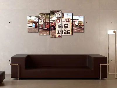 Produktbild von Akustikbild Auto 200x100 cm Bilder Akustikschaum Hochleistungsschallabsorber Schallschutz Leinwand 5 tlg Wandbild Raumakustik Schalldämmung 030206-4