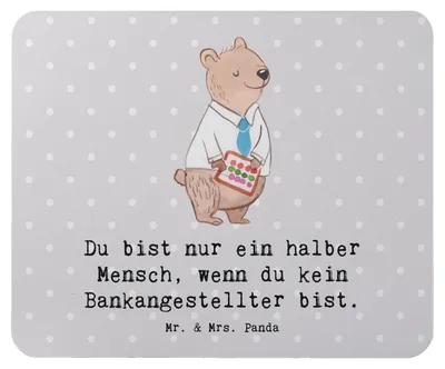Produktbild von Mr. & Mrs. Panda Mouse Pad Bankangestellter Herz - Grau Pastell - Geschenk, Mauspad, pc mausunterlage, Lustig, laptop mousepad, Spruch, Beruf, computer, Bänker