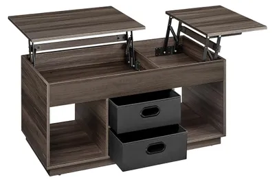 Productafbeelding van Salontafel met 2 lades, esdoornbruin – staal en spaanplaat – 50 x 100 x 48/62,3 cm