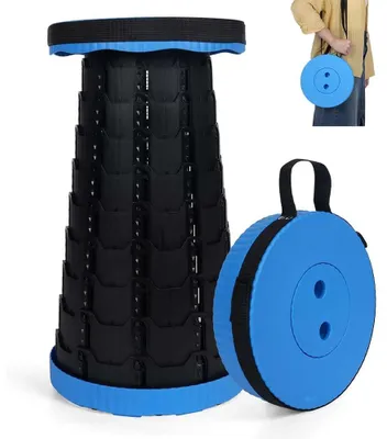 Obrázek produktu pro Skládací stolička pro kempování, výškově nastavitelná (6-45 cm), nosnost až 181 kg, přenosná s popruhem
