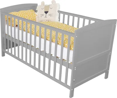 Produktbild von Puckdaddy Babybett Mika 140x70cm Grau höhenverstellbar mit herausnehmbaren Sproßen