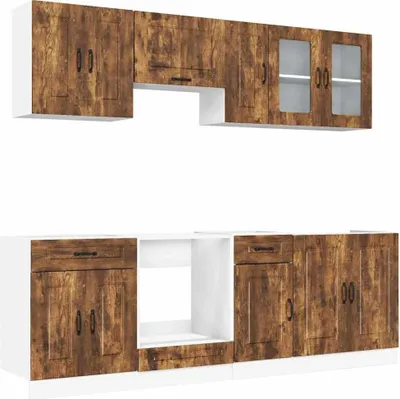 Produktbild von 8-tlg. Küchenschrank-Set Kalmar Räuchereiche Holzwerkstoff