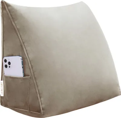 Obrázek produktu pro Velký ergonomický polštářek na opěrku hlavy sametový klínový polštářek, polštářek na čtení, klínový polštářek, zádový polštářek, odpočinkový polštářek, dekorativní polštářek