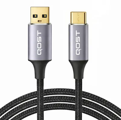 Productafbeelding van Qost - USB-A 3.0 naar USB-C Kabel - 1 meter - Zwart