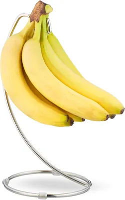 Immagine prodotto di Porta-banane con gancio - Base rotonda - Adatto anche per l'uva - Realizzato in ferro cromato - Facile da pulire - Colore argento