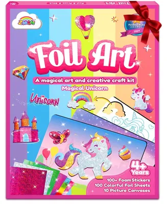 Productafbeelding van Kunst- en knutselset "Folieplezier-Eenhoorn" voor meisjes van 4 tot 9 jaar. Ideaal als cadeautje, knutselmateriaal voor kinderen en voor creatieve eenhoornprojecten