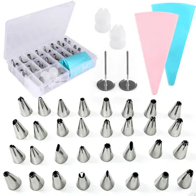 Immagine prodotto di Set di sacchetti per decorazioni con beccucci, 38 pezzi, sacchetti in silicone, beccucci in acciaio inossidabile, accessori per la decorazione di torte