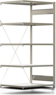 Produktbild von Fachbodenregal mit Tiefenriegel - 150 kg - 2.000 x 1.005 x 800 mm (HxBxT) - Anbauregal - verzinkt - 5 Böden - BERT