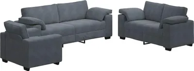 Image de vidaXL Ensemble de canapés 3 pièces avec coussins gris foncé velours
