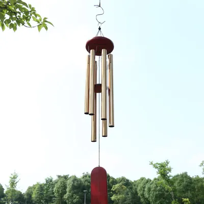 Produktbild von INF Windspiel mit 6 Pfeifen – perfekt für Garten, Terrasse und Zuhause Gold