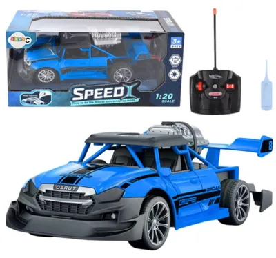 Image de Lean Toys - Voiture télécommandée RC à l'échelle 1:20 avec lumières et effet de fumée, bleue