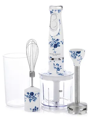 Image de Laura Ashley 600 W Edelstahl-Stabmixer mit Mixer, Schneebesen, Zerkleinerer und 300 ml Messbecher, 4-in-1-Set – China Rose-Design von VQ