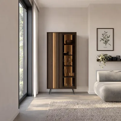 Produktbild von Katiso - Vitrine, 94x40x196h cm Nussbraun, 8 Einlegeböden