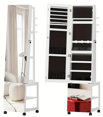 Produktbild von Schmuckkästchen - Schmuckbox - Schmuckschrank - Schminkorganizer - Aufbewahrungsmöbel - Mit LED-Leuchtstreifen