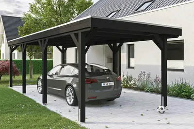 Produktbild von Einzelcarport SKAN HOLZ Grunewald inkl. Pfostenanker 321 x 796 cm anthrazit