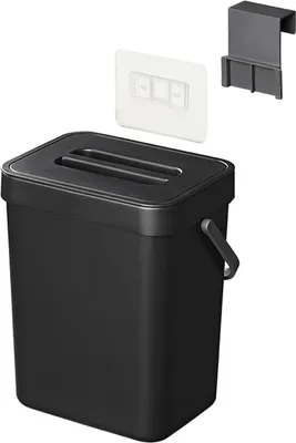 Produktbild von Mülleimer 5L Abfalleimer mit Deckel, Griff schwarz Camping Eimer für Wohnwagen Wohnmobil