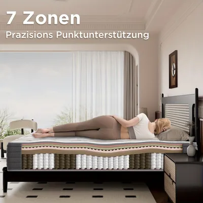 Produktbild von Matratzen – Hybridmatratzen – Taschenfederkernmatratzen – Matratzen aus Memory-Schaum – 7-Zonen-Matratzen – 140x200 cm