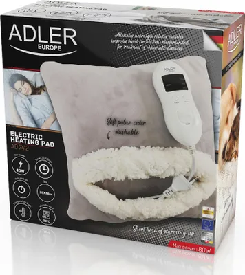 Image de Adler Couverture chauffante AD 7412 Nombre de niveaux de chauffage 8 Nombre de personnes 1 Lavable Molleton doux 80 W Gris
