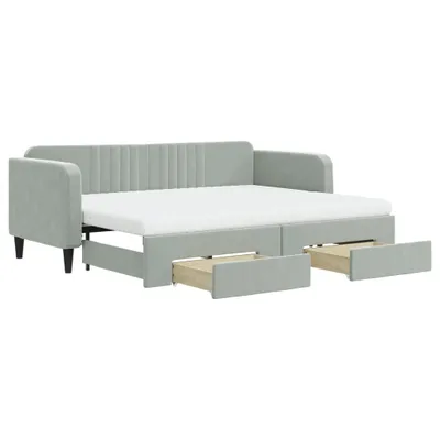 Obrázok produktu pre vidaXL Rozkladacia posteľ so zásuvkami Svetlo sivá 80x200 cm Velvet