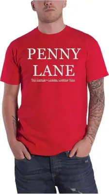 Image de T-shirt Beatles - "Penny Lane", modèle unie pour hommes/femmes, référence RO1124 (taille M), couleur rouge