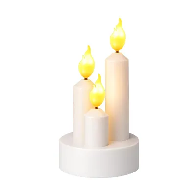 Produktbild von MasterLED LED-Kerze Trio 13,5 cm 3200 K Flammeneffekt weiß batteriebetrieben