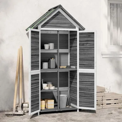 Image de Armoire de jardin - Armoire de rangement pour outils de jardin - Abri de jardin - Armoire d'extérieur - Armoire à outils - Bois massif en pin