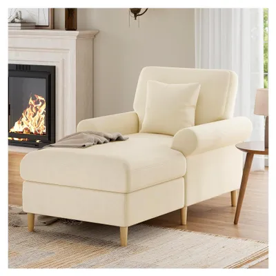 Produktbild von XXL Relaxsessel gepolstert, klappbarer Schlafsessel, bequemer Lesesessel, samtbezogener Lounge-Sessel, Sitzsack für Wohn- und Schlafzimmer, Beige