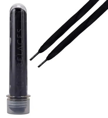 Produktbild von Tubelaces Satin Schnürsenkel Flach Schwarz 120 cm
