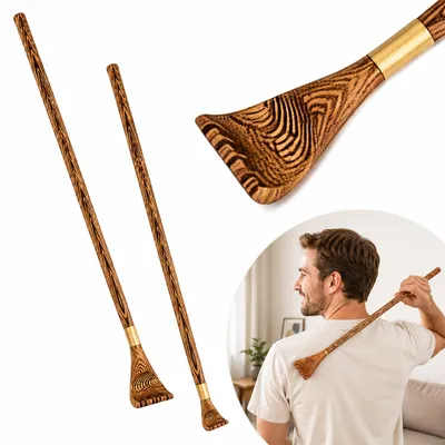 Produktbild von 2er Set Rückenkratzer aus Holz, 42 cm langer Rückenkratzer, Kratzhilfe gegen Juckreiz, ergonomisch, glatt poliert, für Rückenmassage und Entspannung