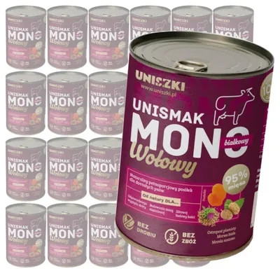 Produktbild von Uniszki Unismak Monoprotein Rindfleisch 24x400g Getreidefreies Nassfutter für Hunde