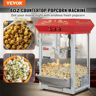 Obrázek produktu pro Stolní stroj na popcorn Popcorn Popper 850 W, 8 oz, 48 šálků, červený