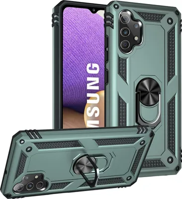 Obrázek produktu pro Pouzdro pro Samsung Galaxy A32 5G dvouvrstvé robustní, vojenská ochrana pouzdro s držákem prstenu a stojánkem zelené