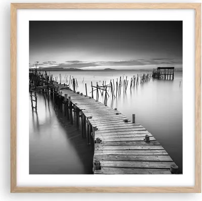Produktbild von Gerahmtes Poster - Rahmen in heller Eiche - Meer Brücke Landschaft Natur - 50x50 cm - Wand Bild - Wanddeko - Wandbilder - Wandposter - Bilderrahmen - Bilder - Kunstdruck - Wandbild - P2NAC50x50-3082