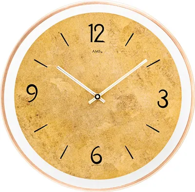 Produktbild von AMS 9627 Wanduhr Quarz analog Holz messing-farben antik rund