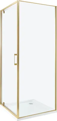 Produktbild von BELIANI Duschkabine Gold aus Sicherheitsglas Aluminium Rahmen verchromt mit Magnetschloss Einzeltür 70x70x185cm Dusche Modernes Elegantes Design