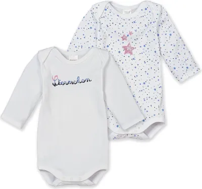 Produktbild von Schiesser, Baby-Mädchen Langarmbody, Sternchen, 143920, Doppelpackg., Größe 86