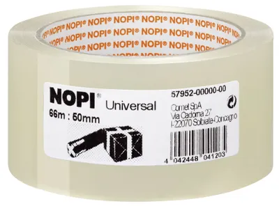 Immagine prodotto di Nopi 57952-00000-00 Nastro da imballaggio universale, 50 mm x 66 m, trasparente